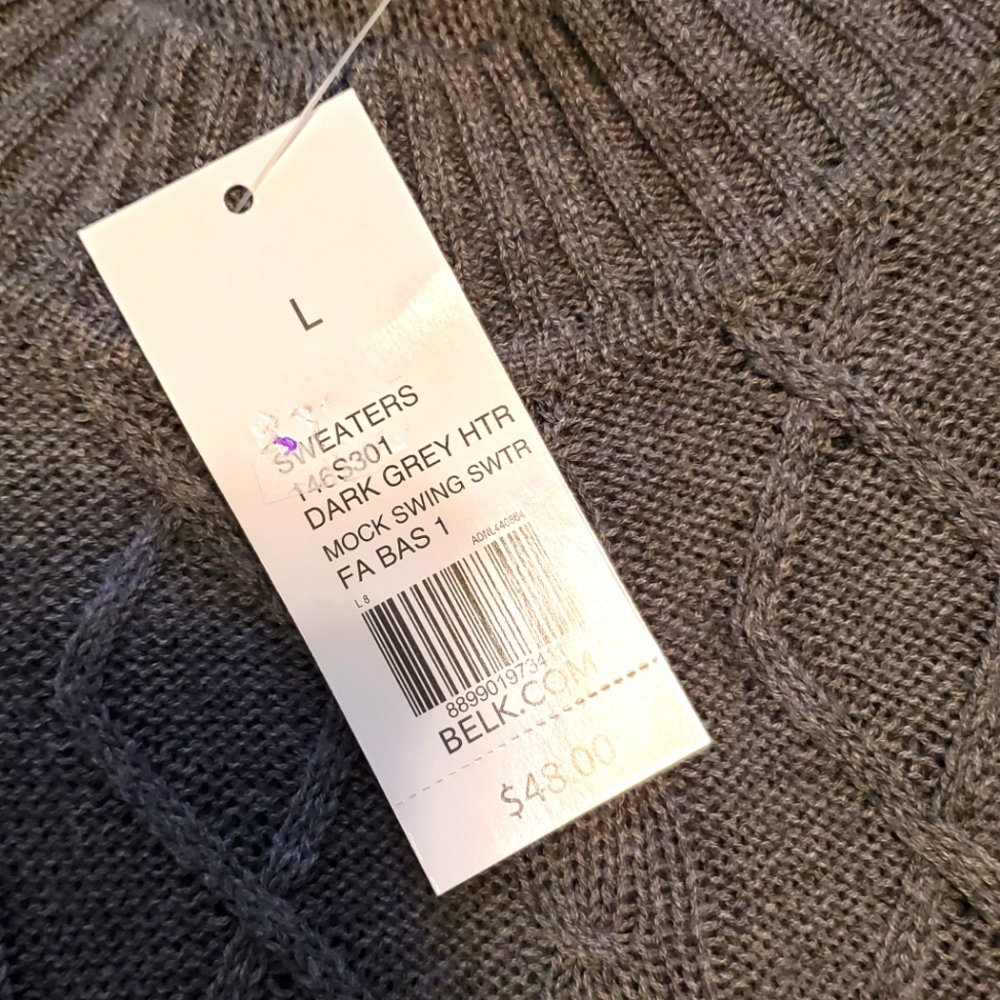 Kim Rogers Mock Neck Cable Knit Swing Sweater - Picture 3 of 3